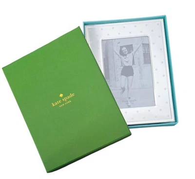 Kate Spade Larabee Dot 4x6 Silver Plated Picture Frame Photo Picture Frame Lenox - Image 1 of 4