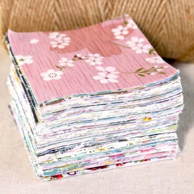 100 Floral Cotton Fabric 4" Precut Squares Quilting Sewing DIY Patchwork Charm - Image 1 of 4