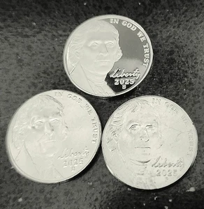 2025-P D S Gem Proof Jefferson Nickel + Philadephia & Denver 3 Coin Sets - Picture 1 of 1