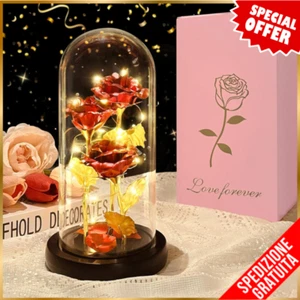 Rose Eterna Luci LED Rosa per anniversario compleanno regalo per Mamma Amica Mog - Foto 1 di 9