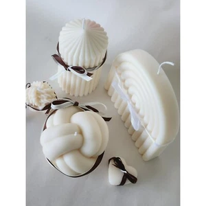 SET OF 5 DECORATIVE CANDLES SCENTED VANILLA HANDMADE AESTHETIC / HOME DECOR - Picture 1 of 5