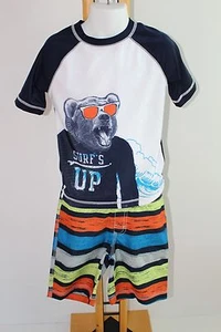 Gymboree Boys Boy Swim Suit Bottoms Trunks Rash Top NWT Size 4 Set Bear Surf New - Picture 1 of 5