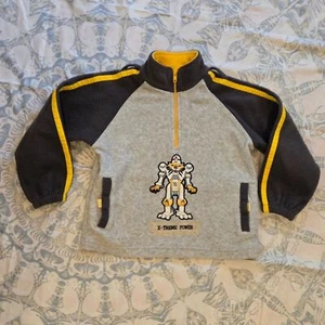 Y2K Kids Headquarters Transformers Boys 5 Fleece Half Zip Pullover Grey Yellow - Picture 1 of 11