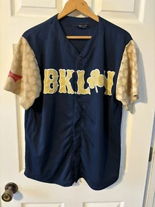 Mens Brooklyn Cyclones #17 Blue & Gold Shamrock/Budweiser Baseball Jersey Size M - Picture 1 of 7