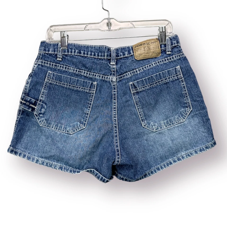 Pantalones Cortos de Jean Y2K Años 90 Para Mujer Junior 11/12 Tiro Bajo 31" Cintura Botón Mosca Carpintero Foto 1 de 4