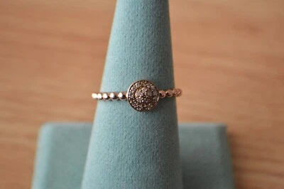 0.15ct Natural Champagne Diamond Ring ~ 14K Rose Gold over Fine Silver Size 9 - Image 1 of 4