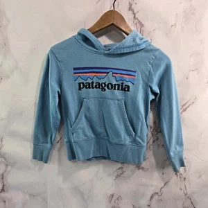 Patagonia Hoodie Sweatshirt Youth Boys XS Blue Pullover Logo - Picture 1 of 15
