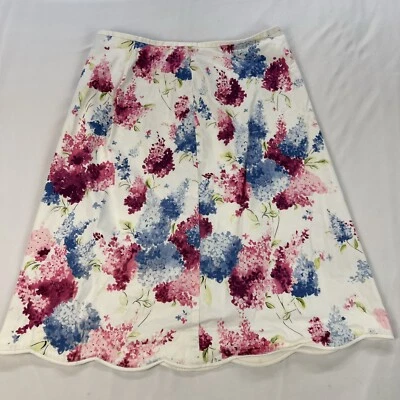 Falda Madison Studio Talla 10 Trompeta Acampanada Lino Floral Rosa Amarillo Azul Foto 1 de 4