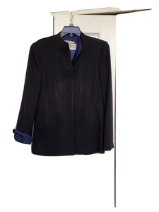 Oscar de la Renta for Saks Fith Avenue vintage midnight blue jacket size 10 - Picture 1 of 11