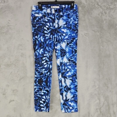 Anne Klein Jeans Womens Size 4 Printed Blue Leo Skinny Ankle Slim Stretch Denim - Image 1 of 4