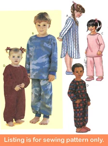 SEWING PATTERN Boys Girls Pajamas - Long PJs Nightshirt Sleepshirt Toddler 3429 - Picture 1 of 2
