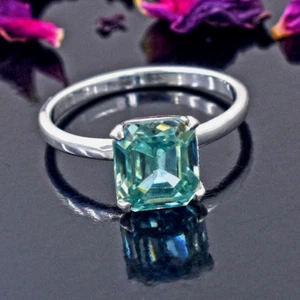 Certified 2.50 Ct Asscher Cut Blue Diamond Solitaire Ring-VIDEO - Picture 1 of 9