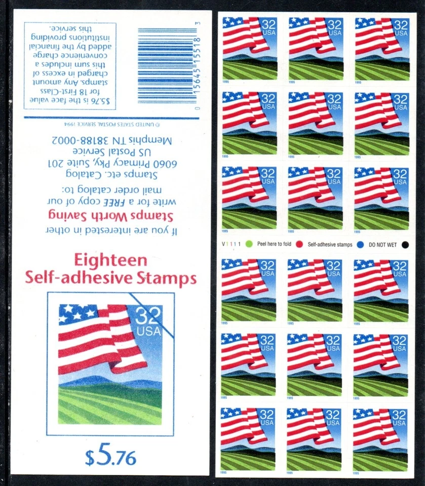 US Scott #2919a Self-Adhesive Pane of 18 - Image 1 of 1