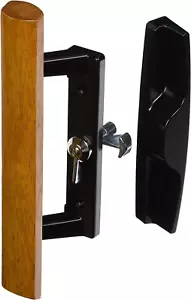 - Surface Mounted Wooden Handle Sliding Patio Internal Door Latch Set, Black - - Picture 1 of 7