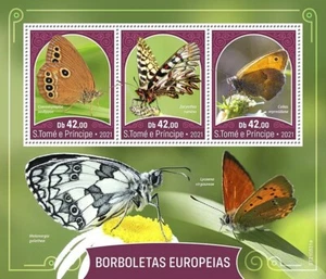 European BUTTERFLIES Insects MNH Stamp Sheet #515 (2021 Sao Tome & Principe) - Picture 1 of 1