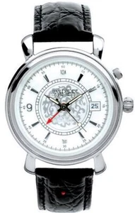 Orologio da polso uomo sveglia argento sterling con data cinturino in pelle nera regalo - Foto 1 di 1