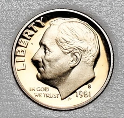 1981 S TYPE 1 ROOSEVELT DIME PROOF UNC #P163 - Image 1 of 2