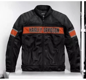 Harley Davidson Men's Trenton Mesh Riding Jacket Motorcycle Mesh Fabric Jacket - Picture 1 of 8