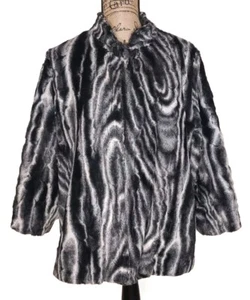 Alfred Dunner - Marbled Soft Faux Fur 1-Button Lined 3/4 Sleeve Jacket Size 14 - Picture 1 of 4