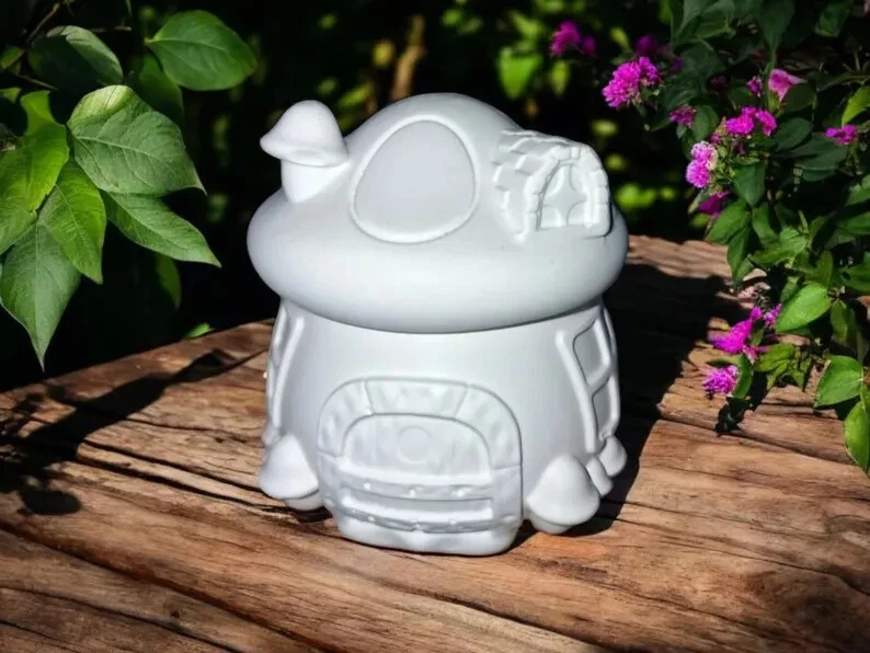 CRAZYPRINTINGUK Paint your own pottery-Pottery Mushroom House-Fairy House Pottery-Fairy Box