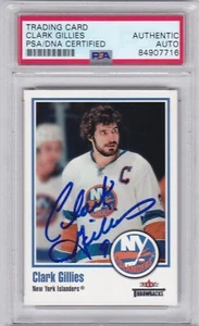 PSA DNA CLARK GILLIES AUTOGRAPHED SIGNED NY NEW YORK ISLANDERS FLEER THROWBACKS - Picture 1 of 1