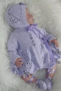 A4/A5 PAPER KNITTING PATTERN EDEN Reborn/Baby MATINEE SET 3 SIZES - Picture 1 of 3