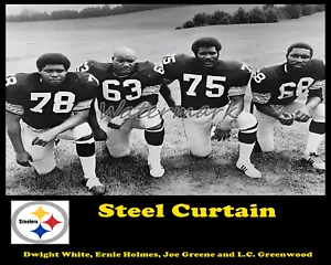 NFL 1970's Pittsburgh Steelers Steel Curtain Black & White 8 X 10 Photo Picture - Picture 1 of 1