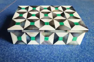 6"x4" Marble box Jewelry trinket Inlay Pietra dura mosaic makrana malachite Art - Picture 1 of 4