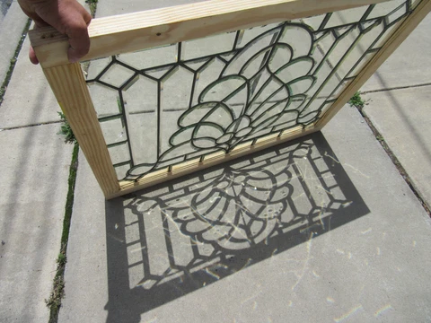 ~ ANTIQUE FULL BEVELED TRANSOM WINDOW ~ 40 x 32.25 ~ ARCHITECTURAL SALVAGE Cover