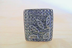 Women's Ring Marcasite Sterling Silver 925 Simple Inspired Nature Leaves 16 - Picture 1 of 7