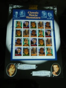 Movie Monsters Benham Ltd 1st Day Stamps Hand Signed Christopher Lee Ingrid Pitt - Picture 1 of 5