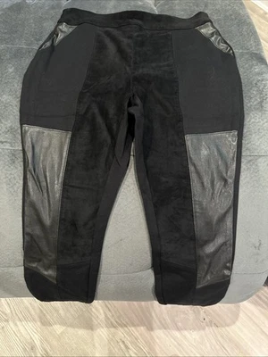 Bar III Women's Black Leggings M Faux Leather and Suede Pull On Skinny Pants - Image 1 of 3