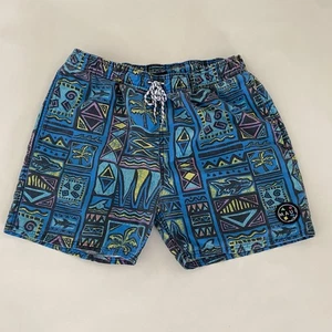 MENS MAUI AND SONS Sz XL BLUE DRAWSTRING SWIM BOARD SHORTS BLUE PRINT BEACH - Picture 1 of 8