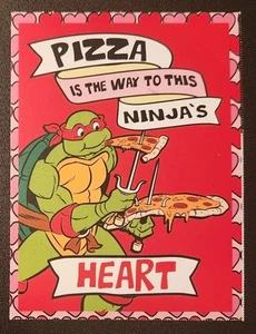 NINJA TURTLES VALENTINES DAY PIZZA IS THE WAY TO THIS NINJA'S HEART JUMBO CARD - Picture 1 of 2