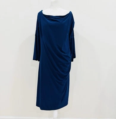 Vestido de cóctel para mujer Lauren Ralph Lauren cuello cuadrado azul cobalto talla 22W Foto 1 de 4