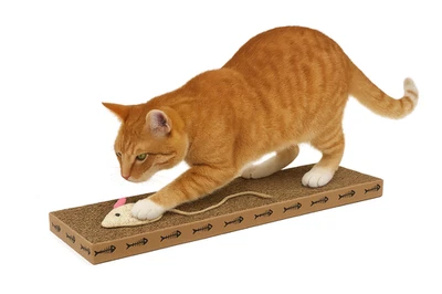 DINY HOME AND STYLE 14" Cat Scratching Board with Catnip – Cardboard Scratcher Pad & Mouse Toy