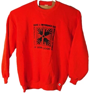 VTG 90s Russell Athletic Sweatshirt Mens Sz 2XL Orange Crewneck Logo USA Made - Picture 1 of 10