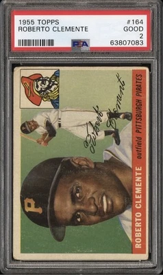 1955 Topps #164 Roberto Bob Clemente RC Rookie PSA 2 - Image 1 of 2