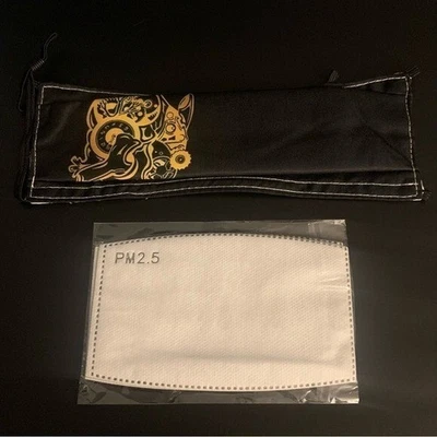 Unisex Golden Steampunk Dog Design Reusable Face Mask With 2 Filters One Size - Image 1 of 4