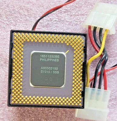 Tested Intel P54C Pentium 150 ceramic socket 5 CPU, heatsink & fan, SY015 - Image 1 of 2