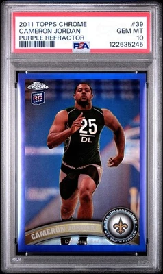2011 Topps Chrome Cameron Jordan #/499 Purple Refractor #39 Saints PSA 10 Gem - Image 1 of 2