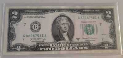 $2 Bill, GOLD INK DROP, Print Error, 2017 Series - Image 1 of 2