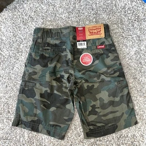 NWT Levi's Cargo Shorts Boys Size 5 Reg Green Camo Zip Fly Pockets Flex Stretch - Picture 1 of 5