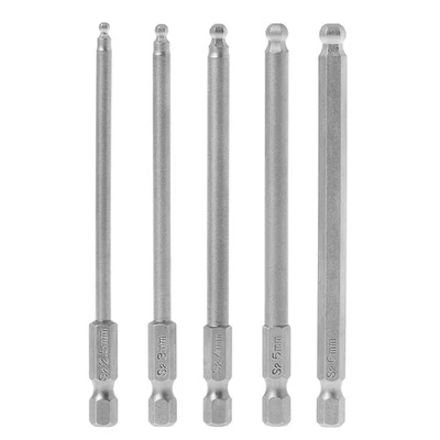 5 Pcs 1/4" Hex Shank 100mm End Hexagon Screwdriver Bits Drill Set - Image 1 of 4