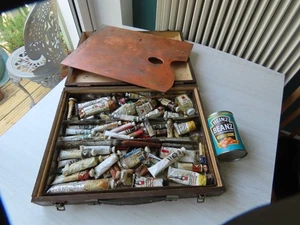 Antique Oil Paints Box & Palette Collectible Usable Display 4.2 Kilo - Picture 1 of 10