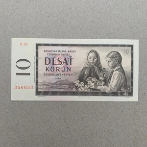 Tschechoslowakei 10 Korun Banknote P88b 1960 Post WW2 WWII Währung B999 - Bild 1 von 3
