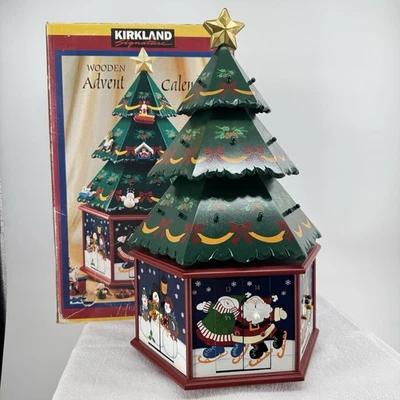 Kirkland Signature Wooden Advent Calendar Christmas Tree 24 Ornaments COMPLETE - Image 1 of 4