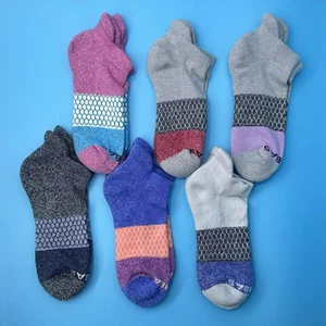 6 Pairs Bombas Women's Adult Tricolor Linen Gray Ankle Socks 6 Colors Size M - Picture 1 of 1