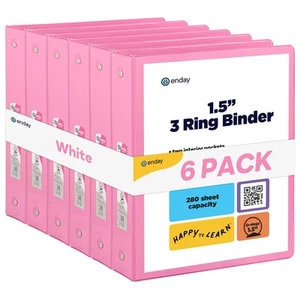 3 Ring Binder Pink, 1.5 Inch Clear View Cover with 2 Inside Pockets Binder, C... - Picture 1 of 8
