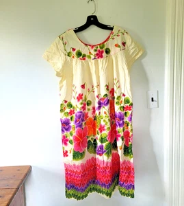 VTG 1960's Large Ui Maikai Dress Hawaii 100% Cotton Side Pocket Hibiscus Floral - Picture 1 of 10